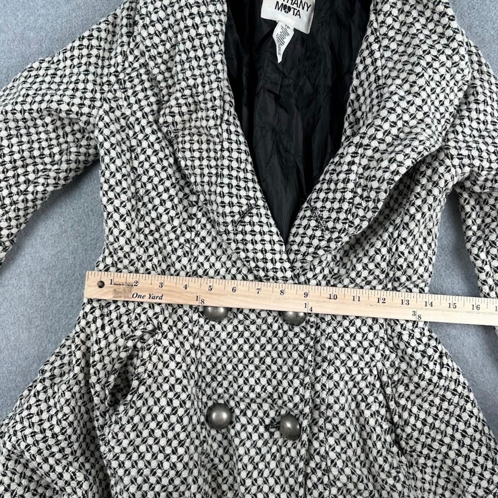 Bethany Mota Double Breasted Black and White Swing Pea Coat‎ Jacket Women's XS - Picture 7 of 9